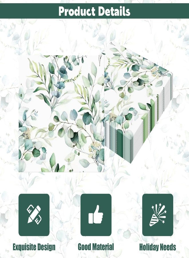 Ysqool 20Pcs Sage Green Napkins, 6.5 * 6.5 Inch Eucalyptus Beverage Napkins,Disposable Paper Cocktail Dinner Napkin for Sage Greenery Baby Shower Wedding Birthday Party Decorations Supplies Tableware - Image 3